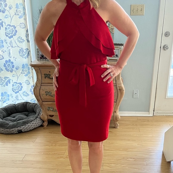 Beautiful Red BEBE Dress—Worn Once! Size Small - Picture 2 of 6